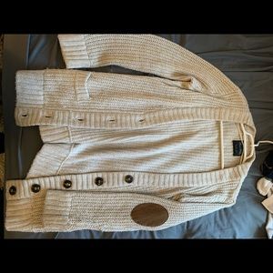 Beige cardigan with elbow pads